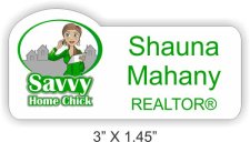 (image for) Savvy Home Chick Shaped White badge