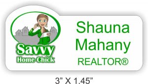 (image for) Savvy Home Chick Shaped White badge