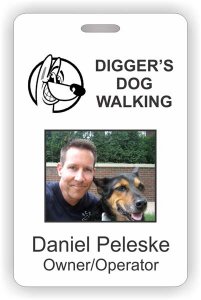 (image for) Digger\'s Dog Walking Photo Id - Vertical badge