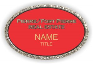 (image for) Pierre/Fort Pierre Real Estate Oval Bling Silver Other badge