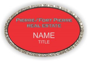 (image for) Pierre/Fort Pierre Real Estate Oval Bling Silver Other badge