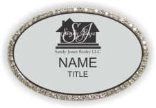(image for) Sandy Jones Realty LLC Oval Bling Silver badge