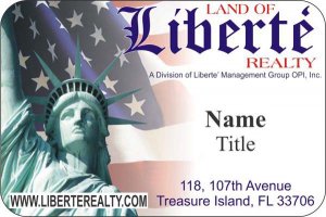 (image for) Land of Liberte\' Realty Shaped Other badge