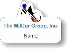 (image for) The MilCor Group, Inc. Shaped White badge