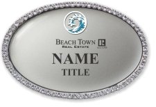 (image for) Beach Town Real Estate Oval Bling Silver badge