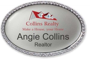 (image for) Collins Realty Oval Bling Silver badge