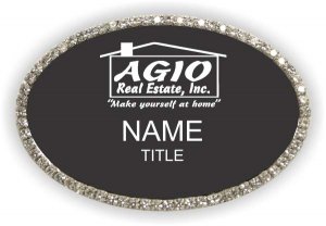 (image for) Agio Real Estate Inc Oval Bling Silver Other badge