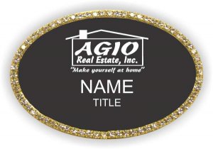 (image for) Agio Real Estate Inc Oval Bling Gold Other badge