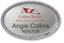(image for) Collins Realty Oval Bling Silver badge