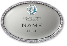 (image for) Beach Town Real Estate Oval Bling Silver badge