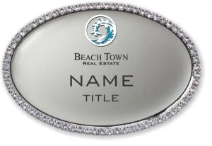 (image for) Beach Town Real Estate Oval Bling Silver badge