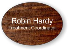 (image for) Robin Hardy Oval Rosewood badge