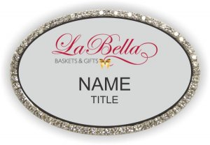 (image for) La Bella Baskets & Gifts Oval Bling Silver badge