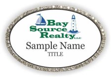 (image for) Bay Source Realty Oval Bling Silver Other badge