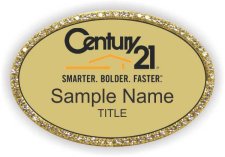 (image for) Century 21 Town and Country Oval Bling Gold badge