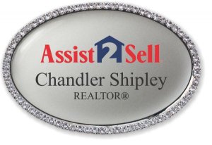 (image for) Assist 2 Sell Oval Bling Silver badge