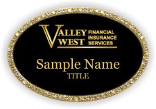 (image for) VALLEY WEST FINANCIAL INSURANCE SERVICES Oval Bling Gold badge