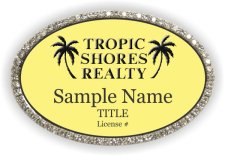 (image for) Tropic Shores Realty Oval Bling Silver badge