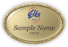 (image for) Elks USA Oval Bling Gold badge
