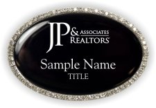 (image for) JP & Associates REALTORS® Oval Bling Silver & Black badge