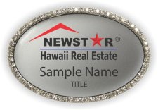 (image for) New Star Hawaii Real Estate Oval Bling Silver badge