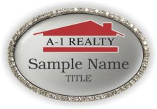 (image for) A-1 Realty Oval Bling Silver badge
