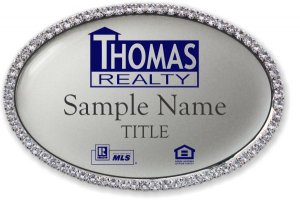 (image for) \"Thomas Realty, LLC Oval Bling Silver badge\"