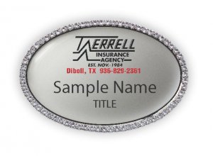 (image for) Terrell Insurance Agency Oval Bling Silver badge