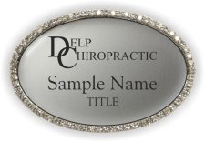 (image for) Delp Chiropractic Oval Bling Silver badge