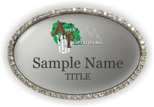 (image for) Aspen Properties, Inc. Oval Bling Silver badge