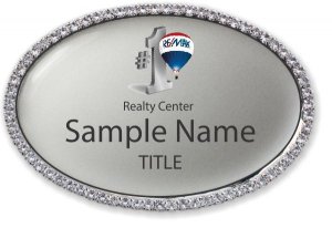 (image for) RE/MAX Realty Center Oval Bling Silver badge