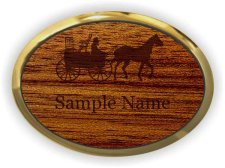 (image for) South Texas Amish Furniture Oval Executive Gold Bloodwood Laser Engraved badge