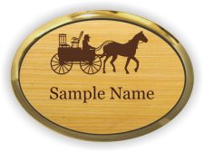 (image for) South Texas Amish Furniture Oval Executive Gold Bamboo Laser Engraved badge