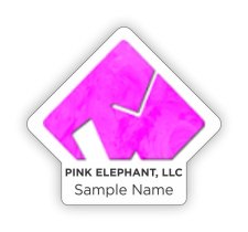 (image for) Pink Elephant, LLC Shaped White badge