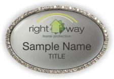 (image for) Right Way Home Protection Oval Bling Silver badge