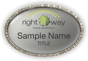 (image for) Right Way Home Protection Oval Bling Silver badge