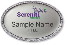 (image for) Serenity Gardens Assisted Living Oval Bling Silver badge