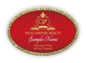 (image for) Veliz Empire Realty Oval Bling Gold and Warm Red badge