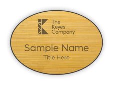 (image for) The Keyes Company Oval Bamboo Laser Engraved badge