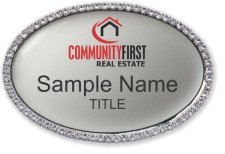 (image for) Community First Real Estate Oval Bling Silver badge