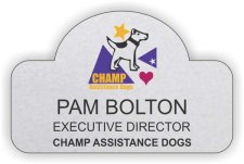 (image for) CHAMP ASSISTANCE DOGS Shaped Silver badge