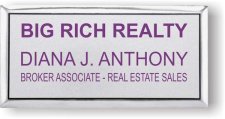 (image for) Big Rich Realty Executive Silver Badge, Purple Text