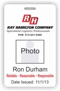 (image for) Ray Hamilton Company Photo Id - Vertical badge