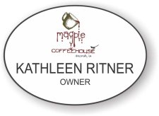 (image for) Magpie Coffeehouse Oval White badge