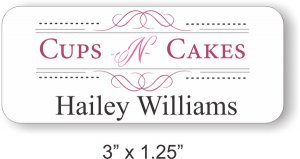 (image for) Oak - Cups N Cakes White Rounded Corners Badge