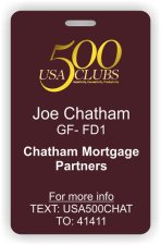 (image for) USA 500 Clubs Photo Id - Vertical badge