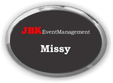 (image for) JustBeKos Event Managemen Oval Executive Silver Other badge
