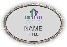 (image for) Tina Farinas Real Estate Oval Bling Silver badge