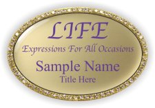 (image for) LIFE Expressions For All Occasions Oval Bling Gold badge