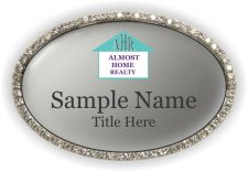 (image for) Almost Home Realty Oval Bling Silver badge